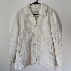 Women's White Michael Kors Puff Snap Quilted Jacket - Large